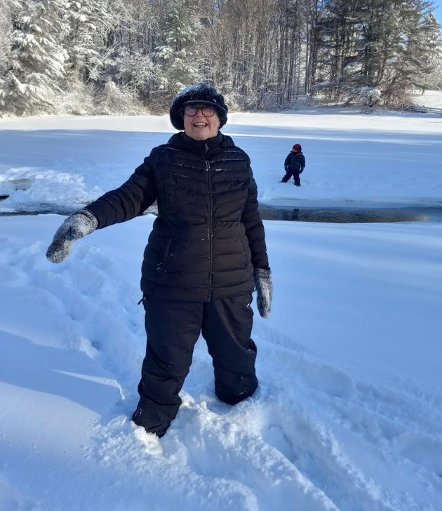 The author playing in the snow in December 2022.