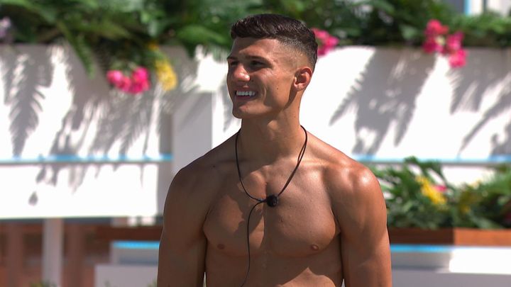 Haris pictured on his first day in the Love Island villa