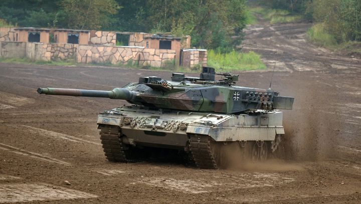 A Leopard 2A6 main battle tank during preparations for a training exercise in Munster in 2017.