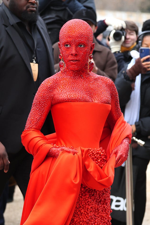 Doja Cat attends the Schiaparelli Haute Couture Spring Summer 2023 show as part of Paris Fashion Week on January 23, 2023 in Paris, France. (Photo by Jacopo Raule/Getty Images)