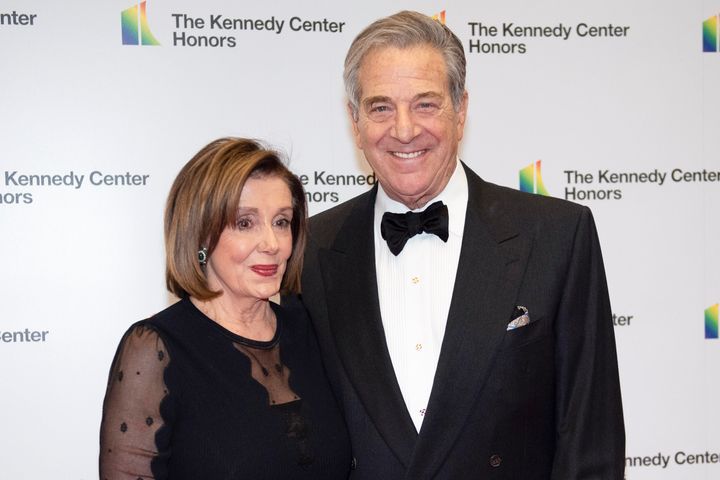 Nancy Pelosi and her husband, Paul Pelosi, arrive at the State Department for the Kennedy Center Honors State Department Dinner, on Dec. 7, 2019, in Washington. A California judge on Wednesday, Jan. 25, 2023, ordered the release of evidence against David DePape, who was charged in last year's attack on Paul Pelosi. A coalition of news organizations, including The Associated Press, had filed a court motion to access the evidence.