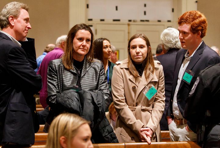 John Marvin Murdaugh and his wife Liz Murdaugh, Brooklynn White and Buster Murdaugh, from left, attend the opening day of Alex Murdaugh's double murder trial on Wednesday.