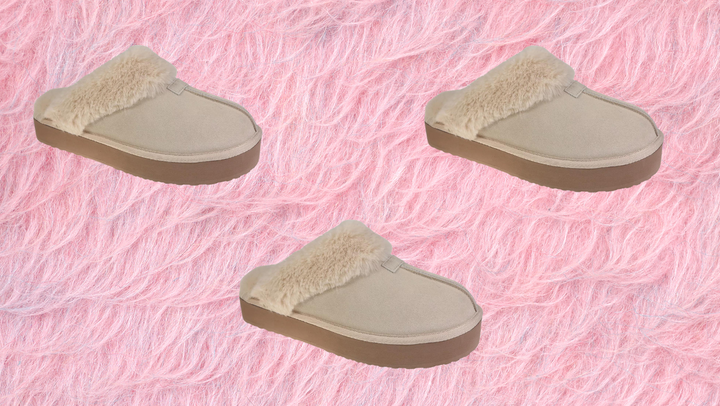 Suede discount fur slippers