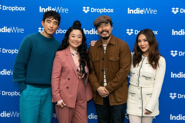 "Shortcomings" director Randall Park, second from right, appears with stars Justin H. Min, Sherry Cola and Ally Maki on Saturday in Park City, Utah.