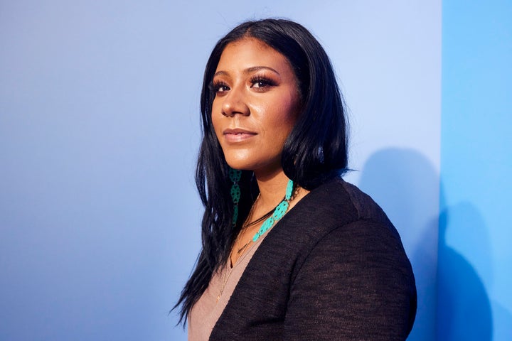 Miciana Alise, the co-screenwriter of "Fancy Dance," at the Acura Festival Village on Location at Sundance 2023 on Jan. 20, 2023, in Park City, Utah. The story in the film hits close to home for her as its theme around family, power and belonging is common in Native communities.
