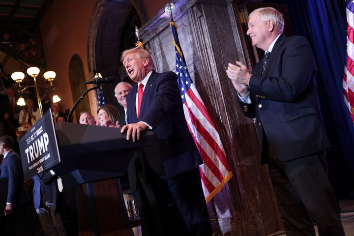 COLUMBIA, SOUTH CAROLINA - JANUARY 28: Former U.S. President Donald Trump delivers remarks at the South Carolina State House on January 28, 2023 in Columbia, South Carolina. Trump's visit to South Carolina marks his first visit to the state since announcing his intention to seek the presidency for a second term in 2024. (Photo by Win McNamee/Getty Images)