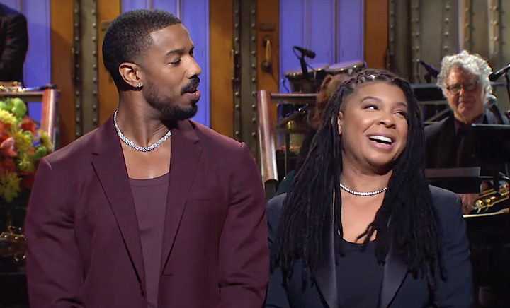 Michael B. Jordan and Punkie Johnson get close during his "SNL" monologue.