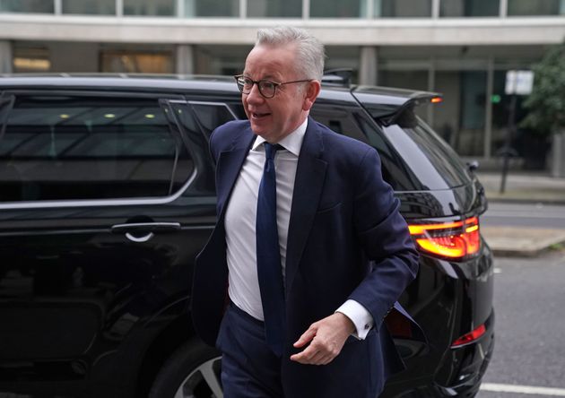 Michael Gove arriving at BBC Broadcasting House in London this morning.