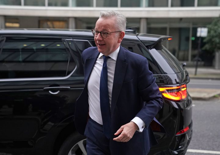 Michael Gove arriving at BBC Broadcasting House in London this morning.