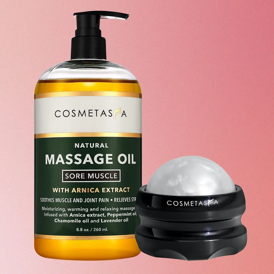Cosmetasa Anti-Cellulite Massage Oil with Cellulite Massager 8.8 oz