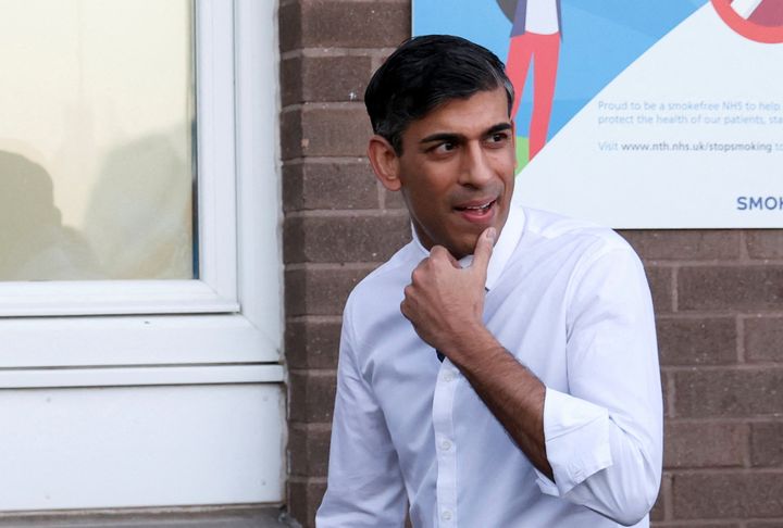 Prime Minister Rishi Sunak during his tour of University Hospital of North Tees, as part of his visit to County Durham, today.
