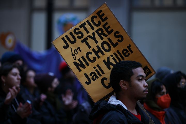 Almost a thousand of people are gathered at the Oscar Grant Plaza and take streets over Tyre Nichols killing by Memphis police, in Oakland, California.
