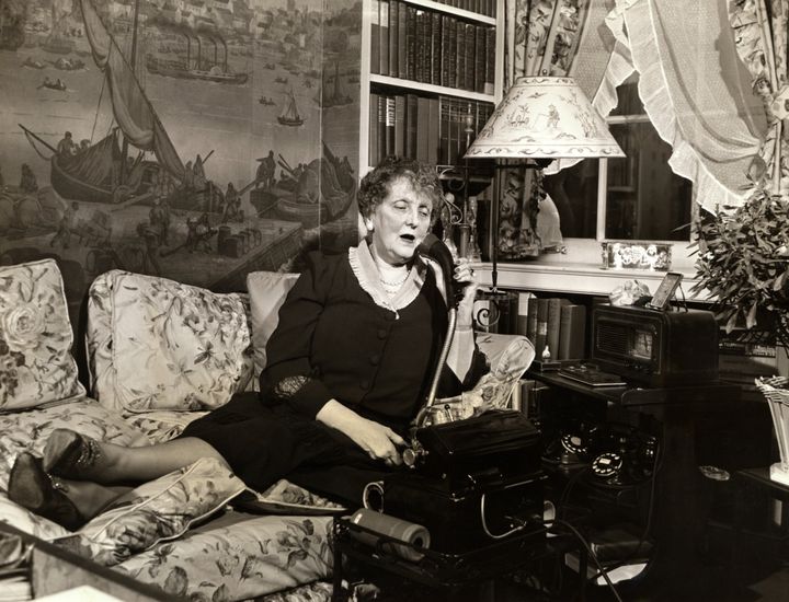 Emily Post, the author of the 1922 "Etiquette" book, dictating at her home circa 1940.