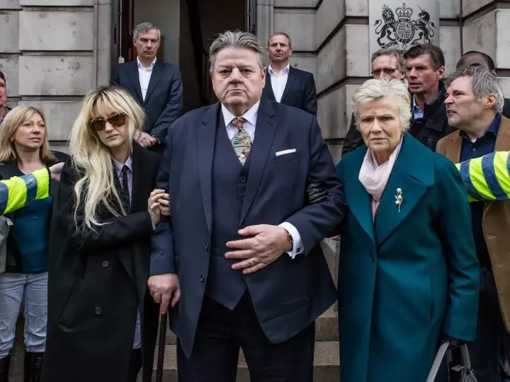 Andrea Riseborough (left) with Robbie Coltrane and Julie Walters in National Treasure.