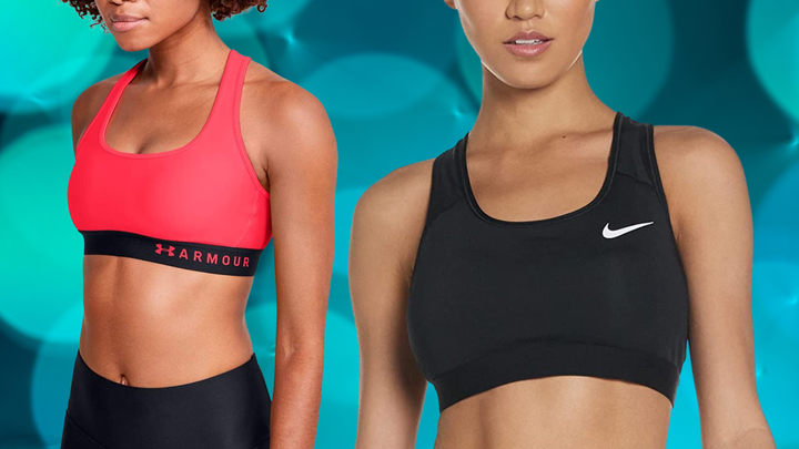 An Under Amour bra and Nike bra from Amazon.