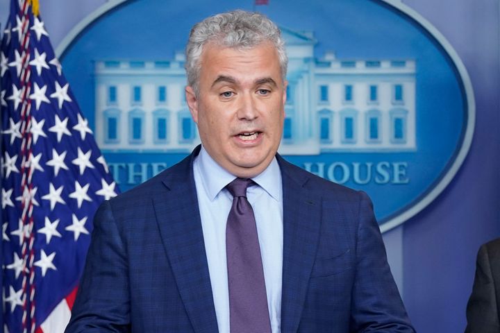 Jeff Zients, the former White House's COVID-19 response coordinator, speaks during a press briefing on April 13, 2021, in Washington.