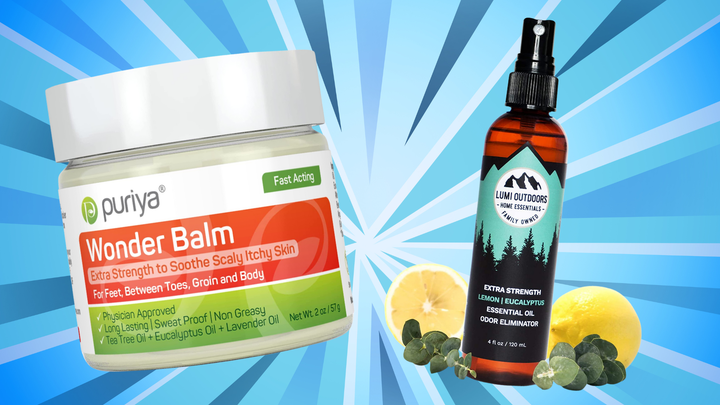 Wonder Balm anti-fungal cream and Lumi Outdoors natural shoe deodorizer spray.