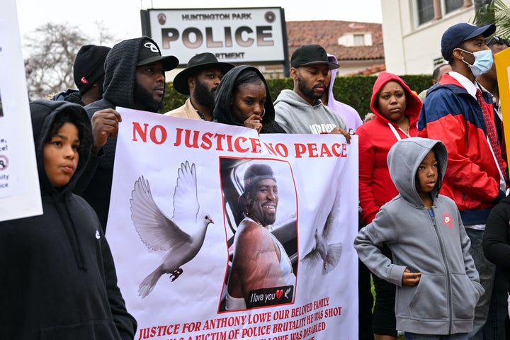 Friends and relatives of Lowe held a news conference outside the police department Monday.