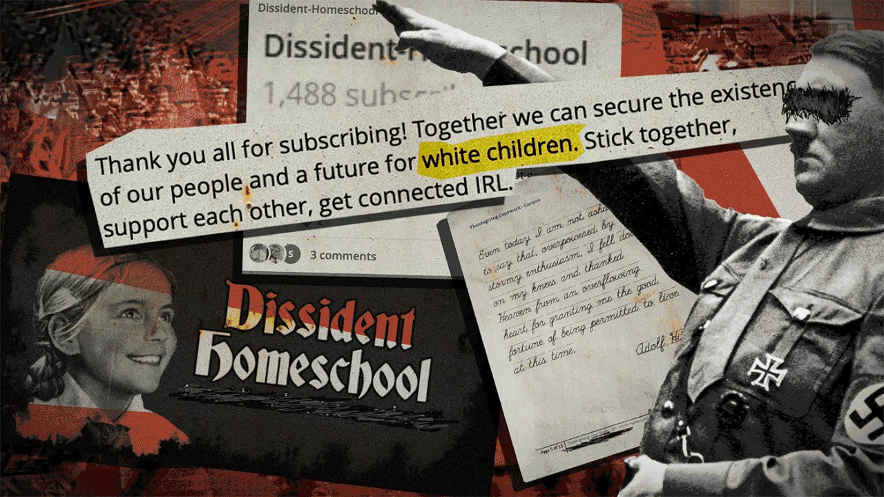 The Dissident Homeschool channel on Telegram shares "Nazi-approved material for home schooling. 