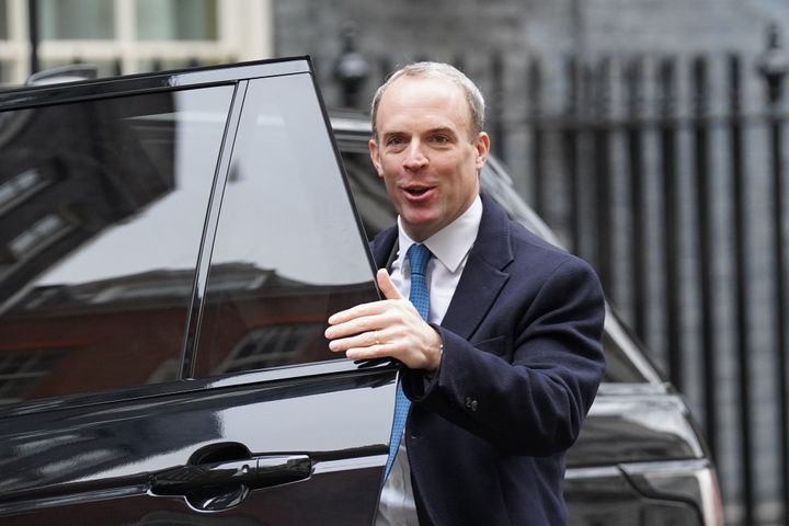 Dominic Raab arriving in Downing Street yesterday.