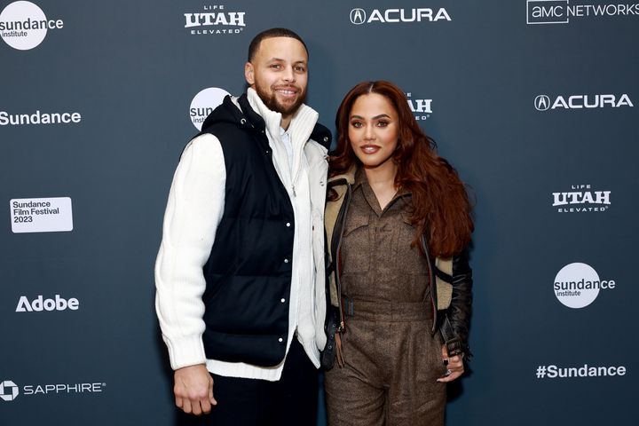 Stephen Curry and Ayesha Curry attend the 2023 Sundance Film Festival "Stephen Curry: Underrated" premiere at Eccles Center Theatre in Park City, Utah, last month.