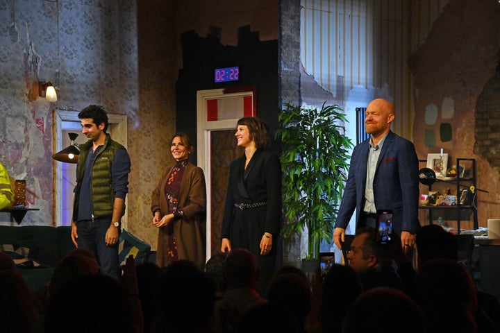 Cheryl on stage with her co-stars