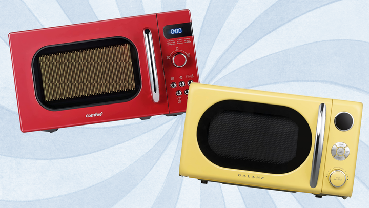 A Comfee retro microwave and Galanz retro microwave