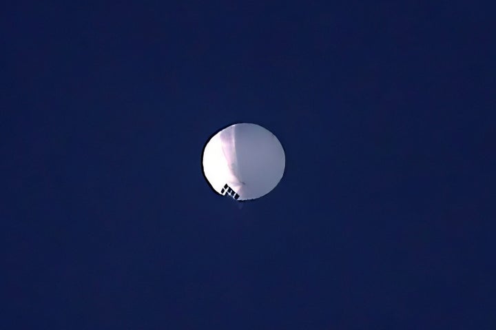 A high altitude balloon floats over Billings, Montana, on Wednesday.