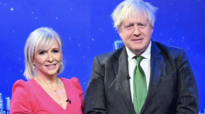 Nadine Dorries interviews Boris Johnson on TalkTV.