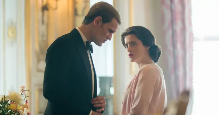 Claire Foy and Matt Smith as the Queen and Duke of Edinburgh in The Crown