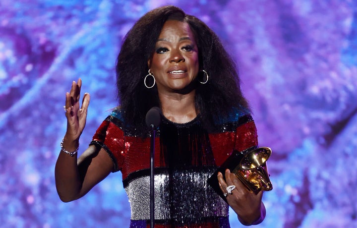 Viola Davis on stage at the 2023 Grammys