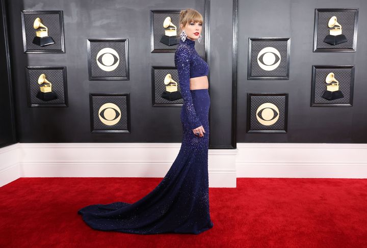 Taylor Swift arrives at the 65th Grammy Awards held at the Crytpo.com Arena on February 5, 2023.