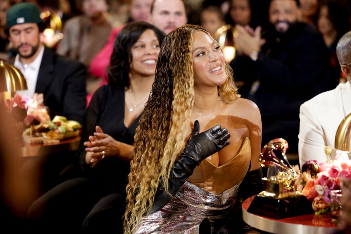 Beyoncé pictured in the audience at the 2023 Grammys