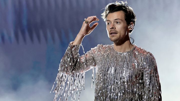 Harry Styles's performance of his single "As It Was" featured him in a sparkly fringe jumpsuit.