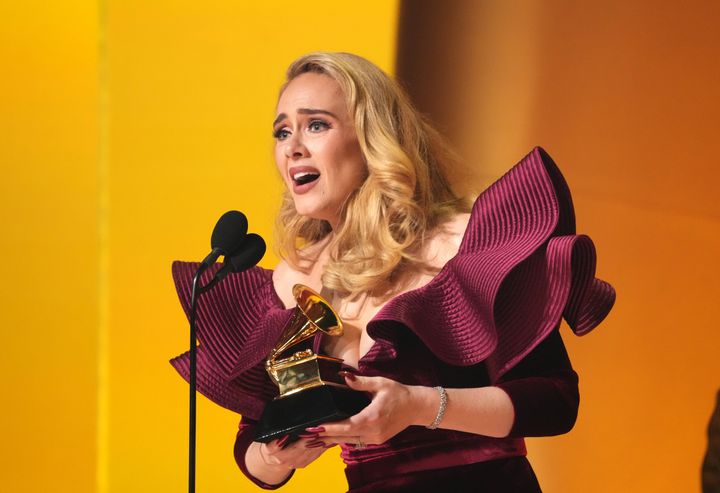 Adele collecting her 16th award at the 2023 Grammys