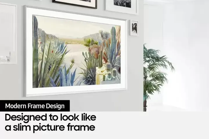 Samsung's The Frame TV mounted.