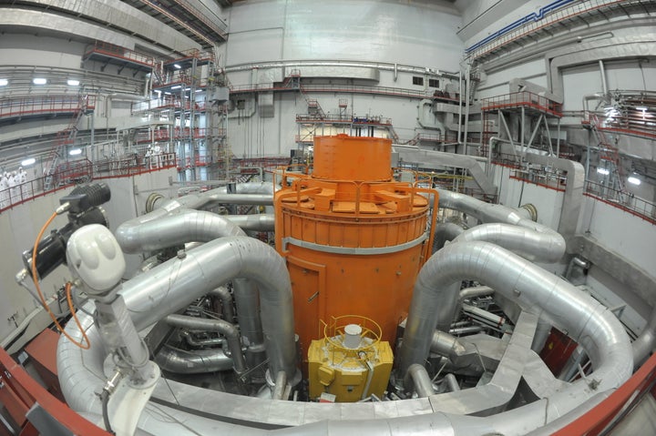 An interior view of the core of the Russian Fast Breeder Reactor in Zarechny, Svedlovsk Oblast, Russia.