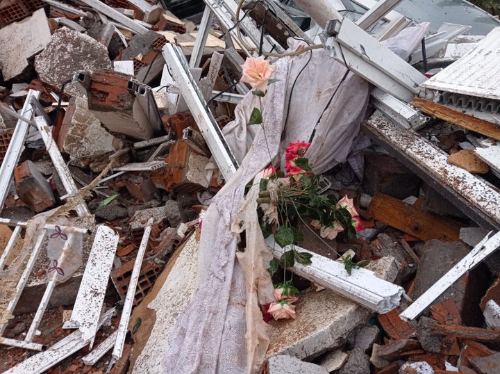 Handout photo taken with permission from the Twitter account @mehmetyetim63 of collapsed building in Sanliurfa, Turkey.