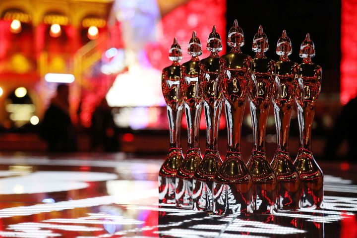 Brit Awards statuettes pictured before the event in 2020
