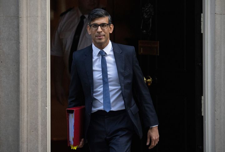 Rishi Sunak leaves 10 Downing Street to attend PMQ at the House of Commons on February 1, 2023 in London, England. 