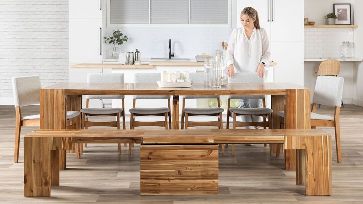 At its largest, the Transformer Table can fit 12 people around