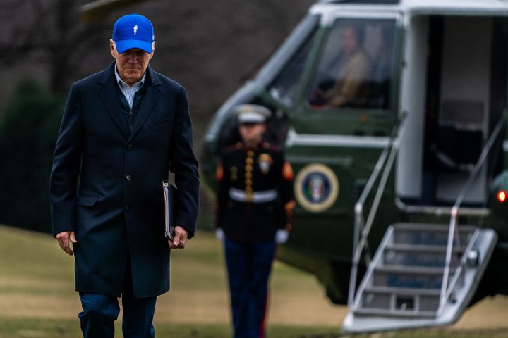 President Joe Biden, shown arriving at the White House of Monday, will emphasize the ongoing battles against fentanyl overdoses and cancer in his State of the Union speech on Tuesday night.