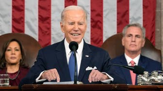 WASHINGTON, DC - FEBRUARY 07: U.S. President Joe Biden delivers the State of the Union address to a joint session of Congress as Vice President Kamala Harris and House Speaker Kevin McCarthy (R-CA) listen on February 7, 2023 in the House Chamber of the U.S. Capitol in Washington, DC. The speech marks Biden's first address to the new Republican-controlled House. (Photo by Jacquelyn Martin-Pool/Getty Images)