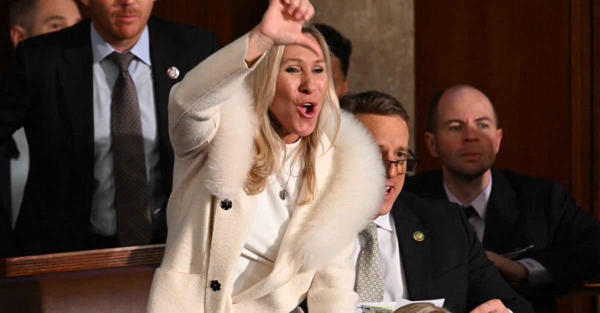 NextImg:Kevin McCarthy Repeatedly Shushes Marjorie Taylor Greene During State Of The Union Speech