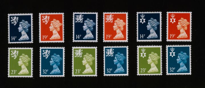 Postage stamps from the series honouring Queen Elizabeth II 
