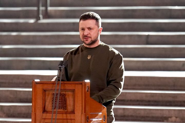 Zelenskyy picturing giving a speech to Westminster during his first trip to the UK since before war broke out