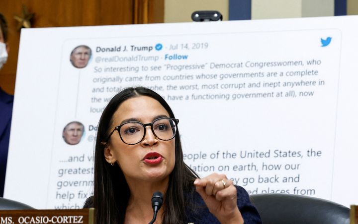Rep. Alexandria Ocasio-Cortez (D-N.Y.) revealed that Twitter has protected former President Donald Trump through its policies.
