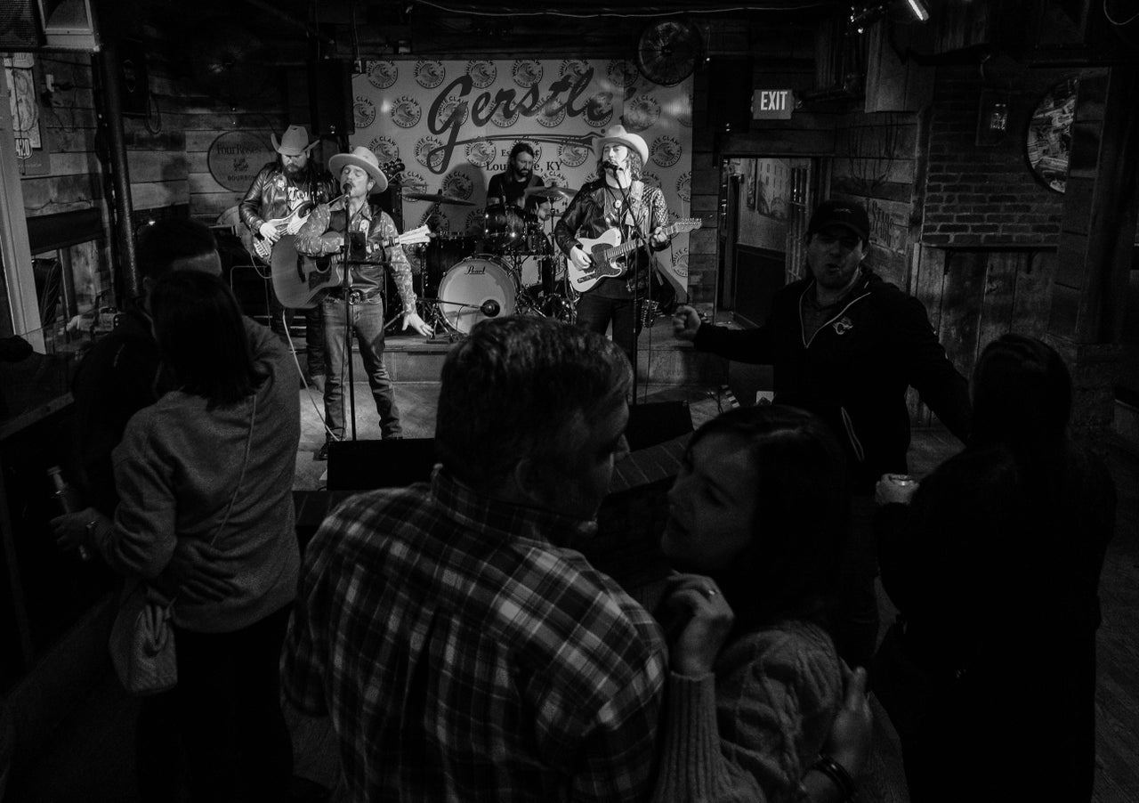 People dance as the band performs at Gerstles in Louisville.