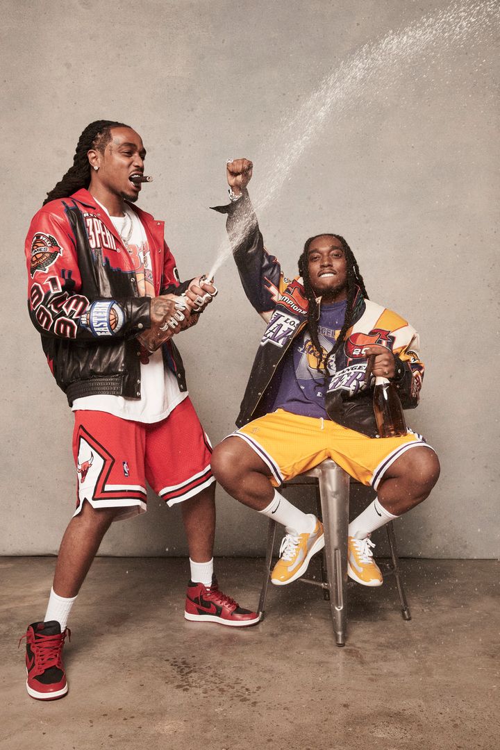 In "The South" wing of the exhibit, rappers from the region, such as Quavo (left) and Takeoff (right) of Migos, are honored.