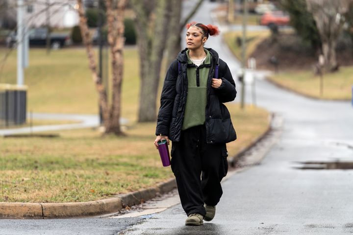 Kailani Taylor-Cribb walks through her neighborhood in Asheville, N.C., on Jan. 31, 2023. Kailani hasn’t taken a single class in what used to be her high school since the height of the coronavirus pandemic. She vanished from the public school roll in Cambridge, Mass., in 2021 and has been, from an administrative standpoint, unaccounted for since then.